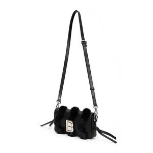 Brandon Blackwood Medium Nia Bag- Black Hard Leather W/ Black Mink
